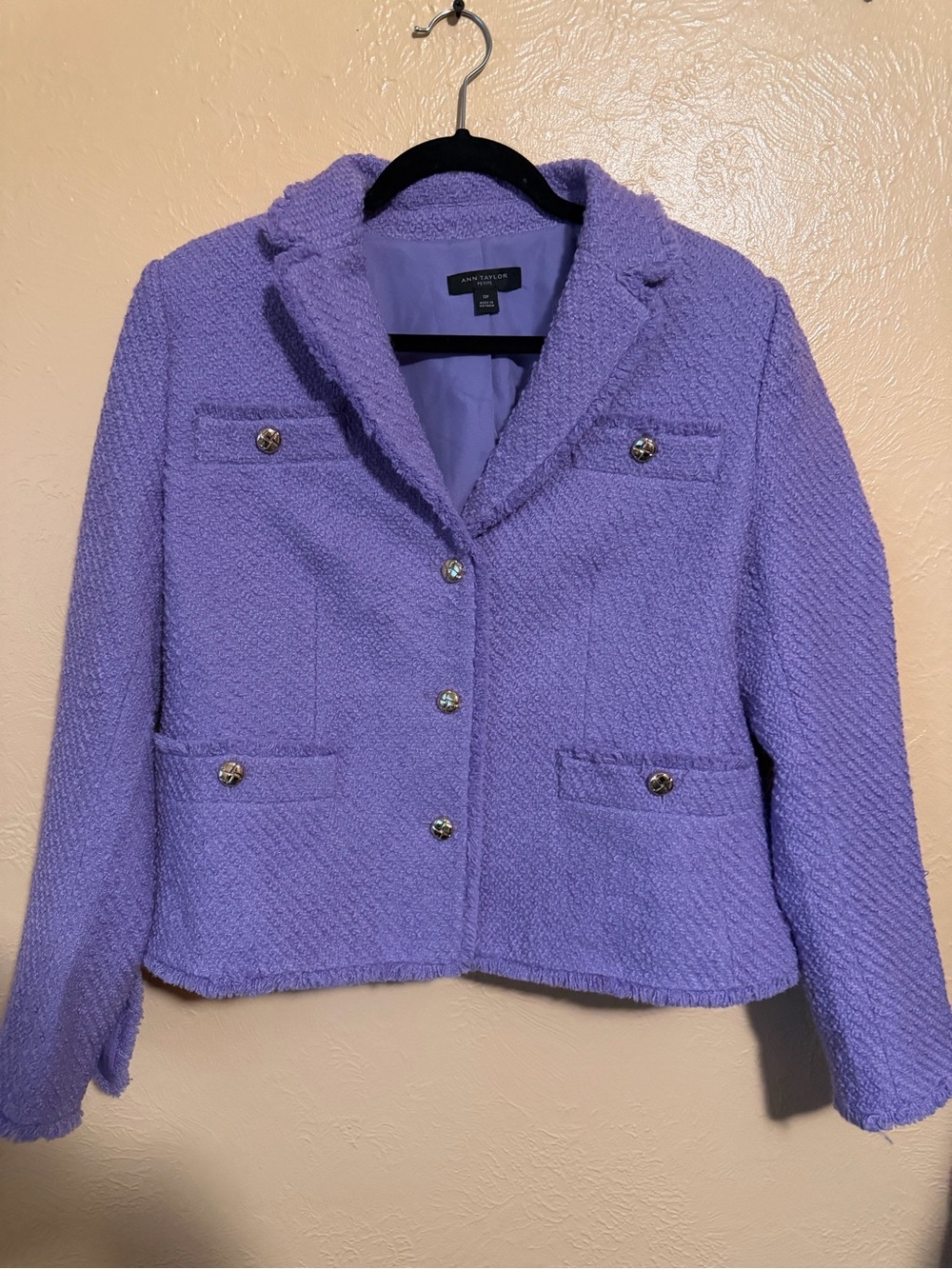 Ann Taylor Lavender Bouclé Cropped Blazer Jacket